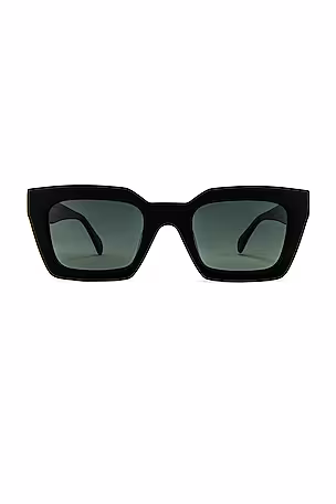 Óculos de sol preto retangular com lentes escuras